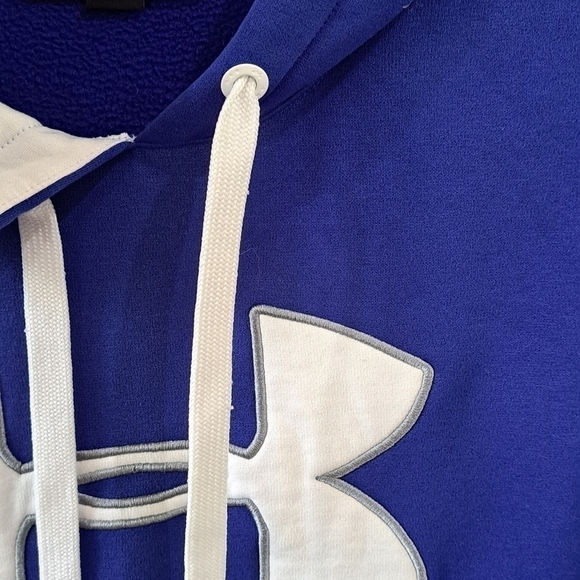 Under Armour Sweatshirt Men's Size Medium Hoodie Loose Fit Blue and White Logo - Picture 4 of 13